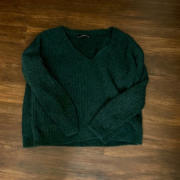 Express Hunter Green Chenille Sweater, Size Small - Picture 1 of 3